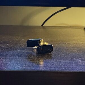 Gold Ring with Rectangular Tormaline Stone Duo